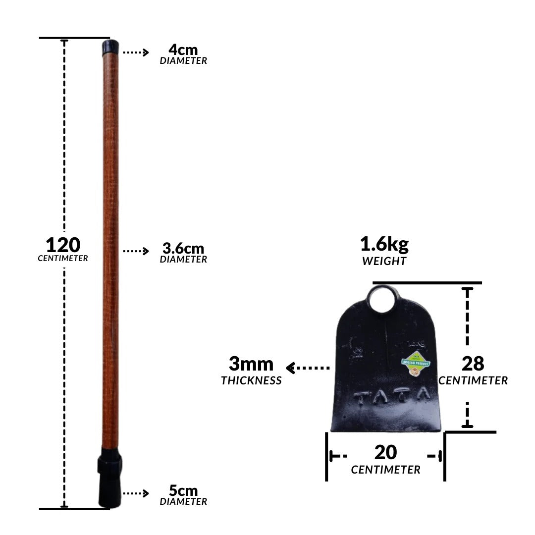 TATA Agrico Heavy-Duty Hoe Weeder — 120cm, 1.6kg, With Wrench & Cloth